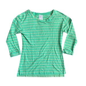 Patagonia Green w/Orange Stripe 3/4 Sleeve T-Shirt Womens XS